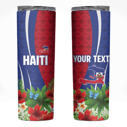 Personalized Afro-Haitians Tropical Skinny Tumbler Fleur-De-Lis Veves Motif - African Pride