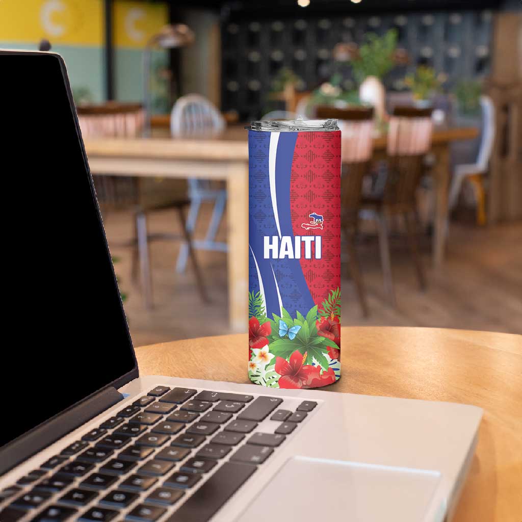 Personalized Afro-Haitians Tropical Skinny Tumbler Fleur-De-Lis Veves Motif - African Pride