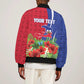 Personalized Afro-Haitians Tropical Sleeve Zip Bomber Jacket Fleur-De-Lis Veves Motif - African Pride