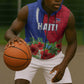 Personalized Afro-Haitians Tropical Sleeveless Zip Hoodie Fleur-De-Lis Veves Motif - African Pride