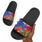Personalized Afro-Haitians Tropical Slide Sandals Fleur-De-Lis Veves Motif - African Pride