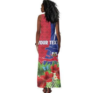 Personalized Afro-Haitians Tropical Tank Maxi Dress Fleur-De-Lis Veves Motif - African Pride