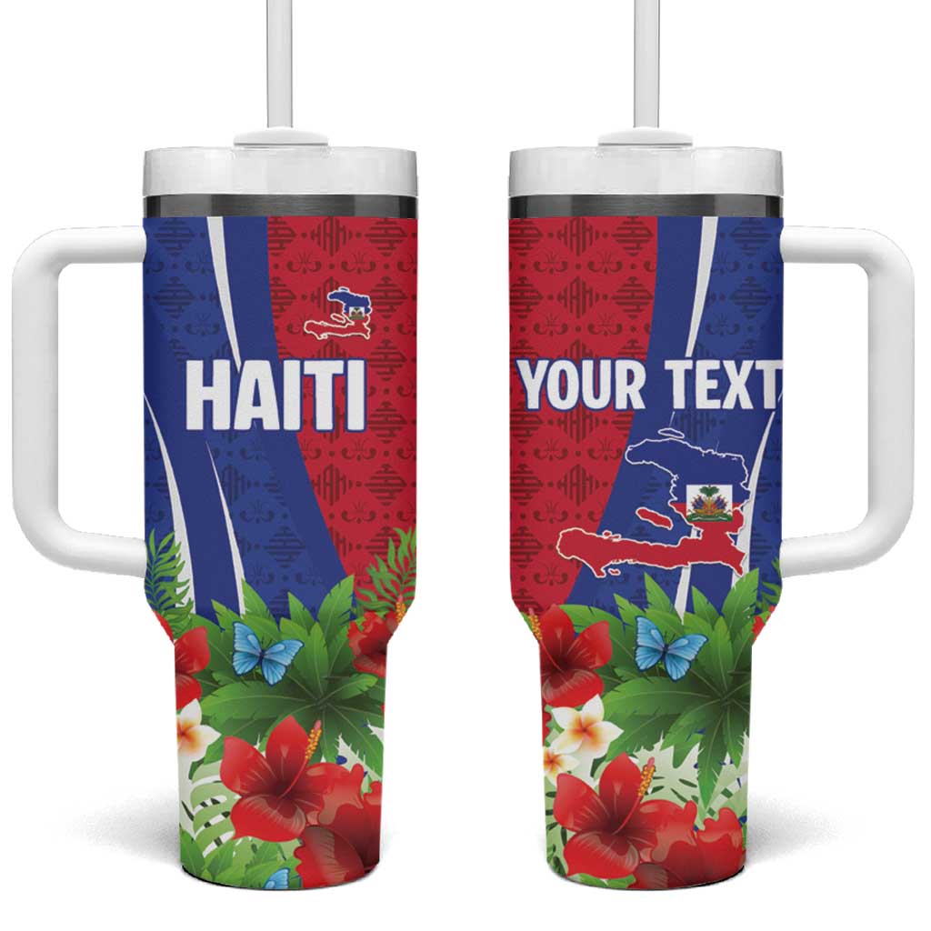Personalized Afro-Haitians Tropical Tumbler With Handle Fleur-De-Lis Veves Motif - African Pride