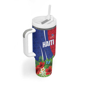 Personalized Afro-Haitians Tropical Tumbler With Handle Fleur-De-Lis Veves Motif - African Pride