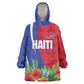 Personalized Afro-Haitians Tropical Wearable Blanket Hoodie Fleur-De-Lis Veves Motif - African Pride
