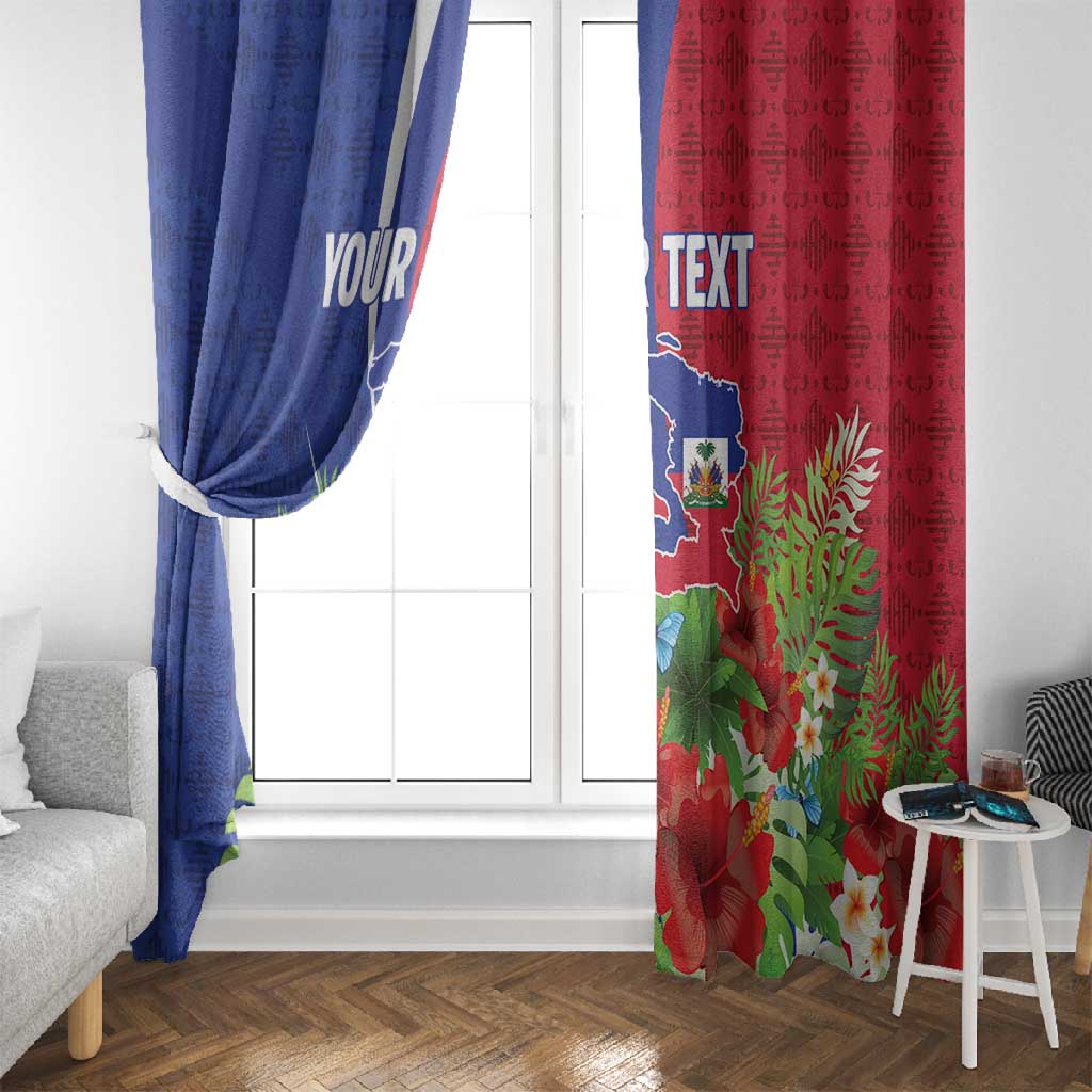Personalized Afro-Haitians Tropical Window Curtain Fleur-De-Lis Veves Motif - African Pride