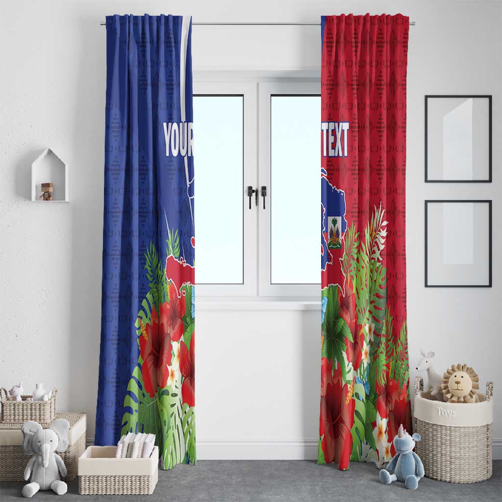 Personalized Afro-Haitians Tropical Window Curtain Fleur-De-Lis Veves Motif - African Pride