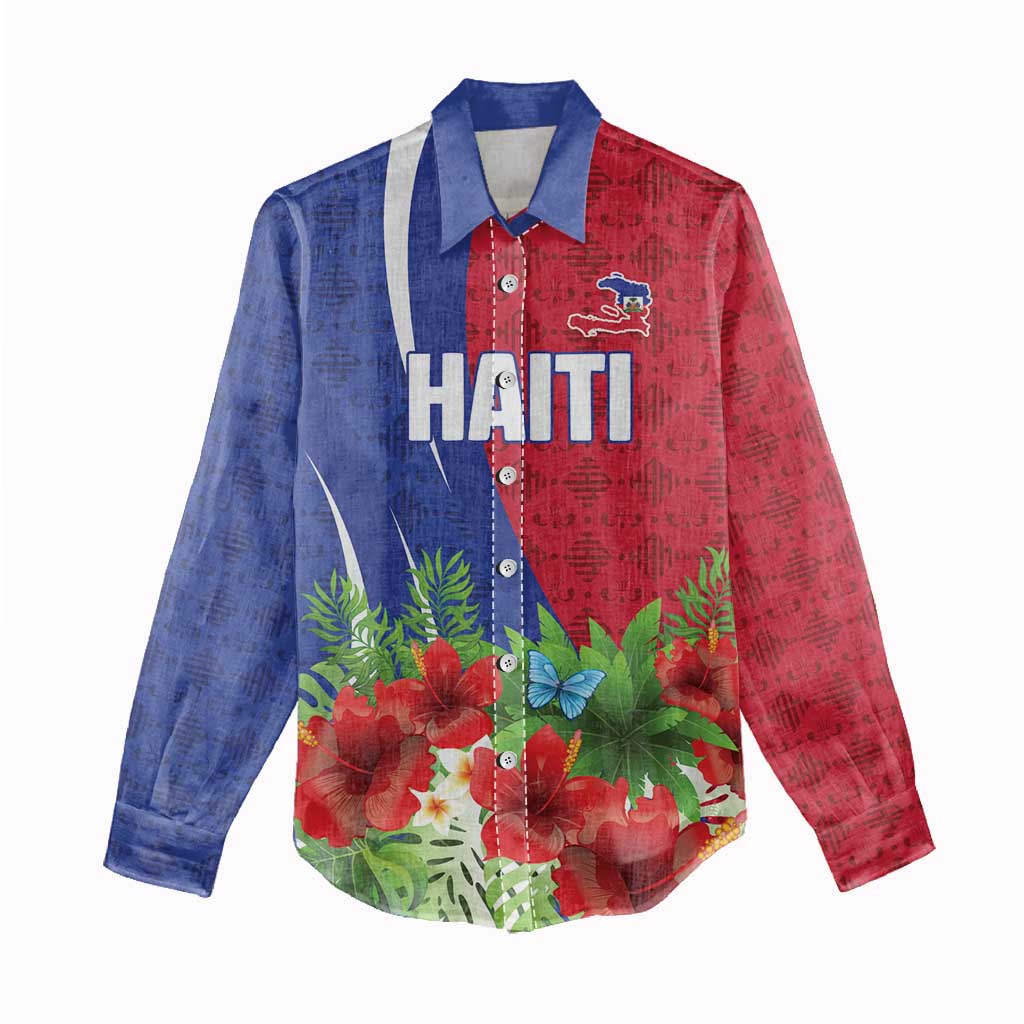Personalized Afro-Haitians Tropical Women Casual Shirt Fleur-De-Lis Veves Motif - African Pride