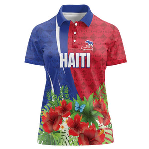Personalized Afro-Haitians Tropical Women Polo Shirt Fleur-De-Lis Veves Motif - African Pride