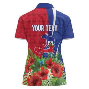 Personalized Afro-Haitians Tropical Women Polo Shirt Fleur-De-Lis Veves Motif - African Pride