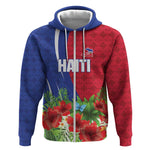 Personalized Afro-Haitians Tropical Zip Hoodie Fleur-De-Lis Veves Motif - African Pride