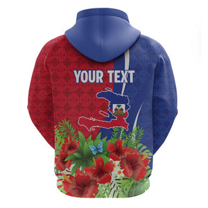 Personalized Afro-Haitians Tropical Zip Hoodie Fleur-De-Lis Veves Motif - African Pride