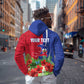 Personalized Afro-Haitians Tropical Zip Hoodie Fleur-De-Lis Veves Motif - African Pride