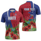 Personalized Afro-Haitians Tropical Zipper Polo Shirt Fleur-De-Lis Veves Motif - African Pride