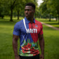 Personalized Afro-Haitians Tropical Zipper Polo Shirt Fleur-De-Lis Veves Motif - African Pride