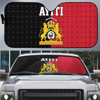 Afro-Haitians Empire of Haiti 1804-1806 Auto Sun Shade Fleur-De-Lis Veves Motif - African Pride