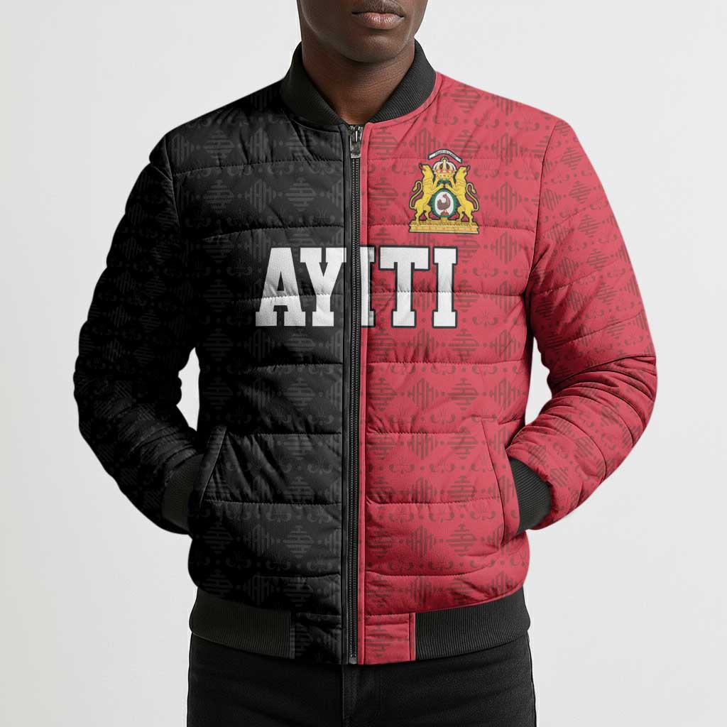 Afro-Haitians Empire of Haiti 1804-1806 Bomber Puffer Jacket Fleur-De-Lis Veves Motif - African Pride