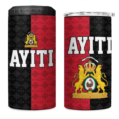 Afro-Haitians Empire of Haiti 1804-1806 4 in 1 Can Cooler Tumbler Fleur-De-Lis Veves Motif - African Pride