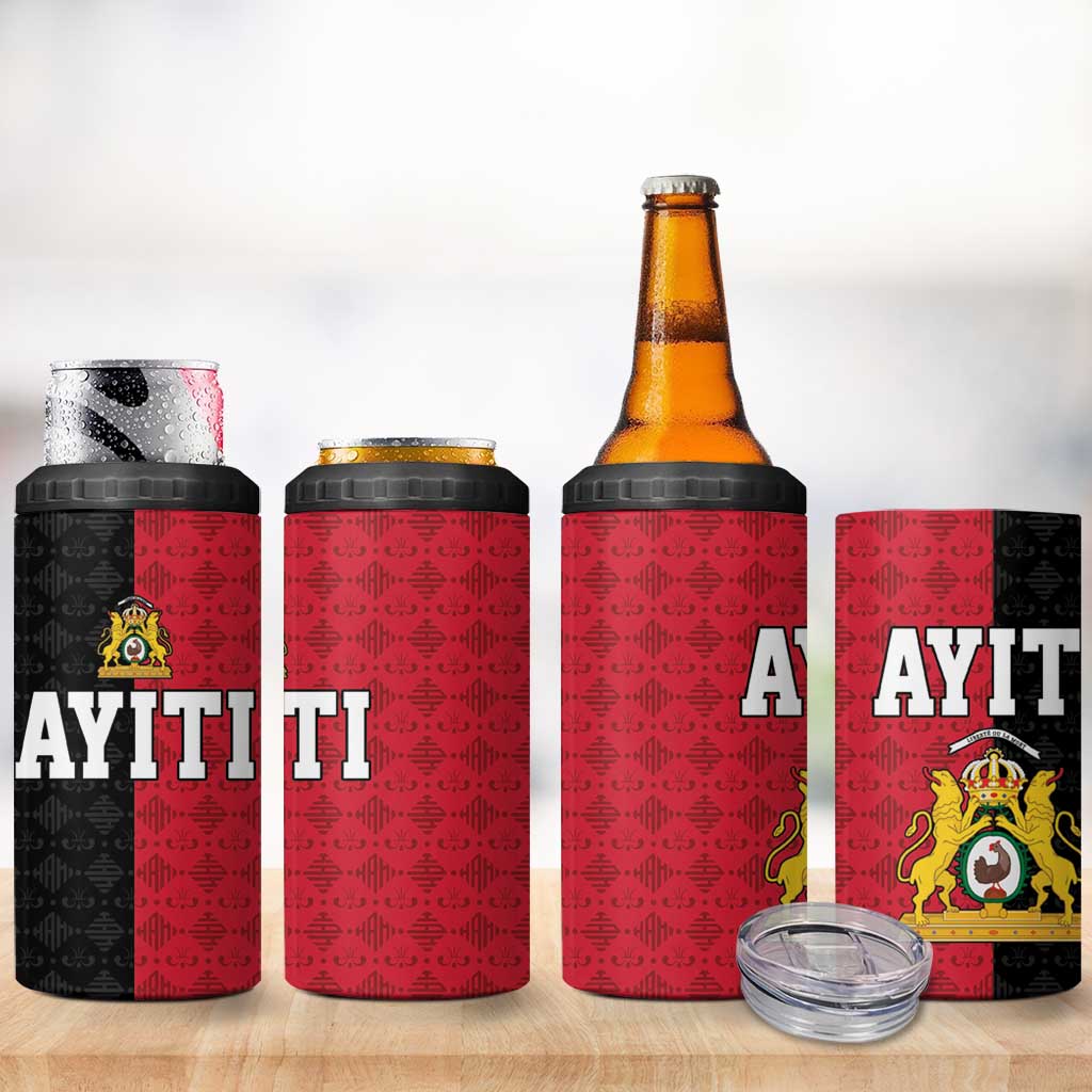 Afro-Haitians Empire of Haiti 1804-1806 4 in 1 Can Cooler Tumbler Fleur-De-Lis Veves Motif - African Pride