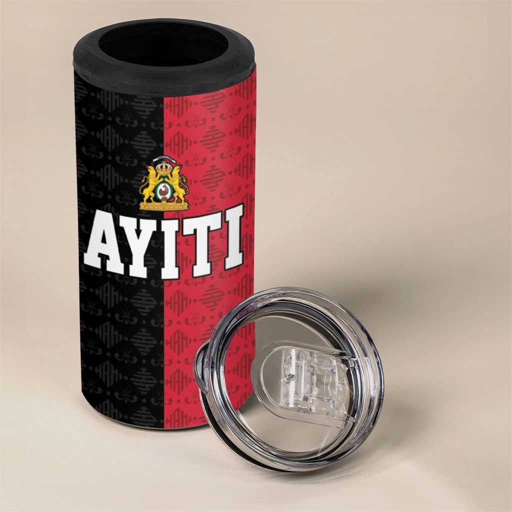 Afro-Haitians Empire of Haiti 1804-1806 4 in 1 Can Cooler Tumbler Fleur-De-Lis Veves Motif - African Pride
