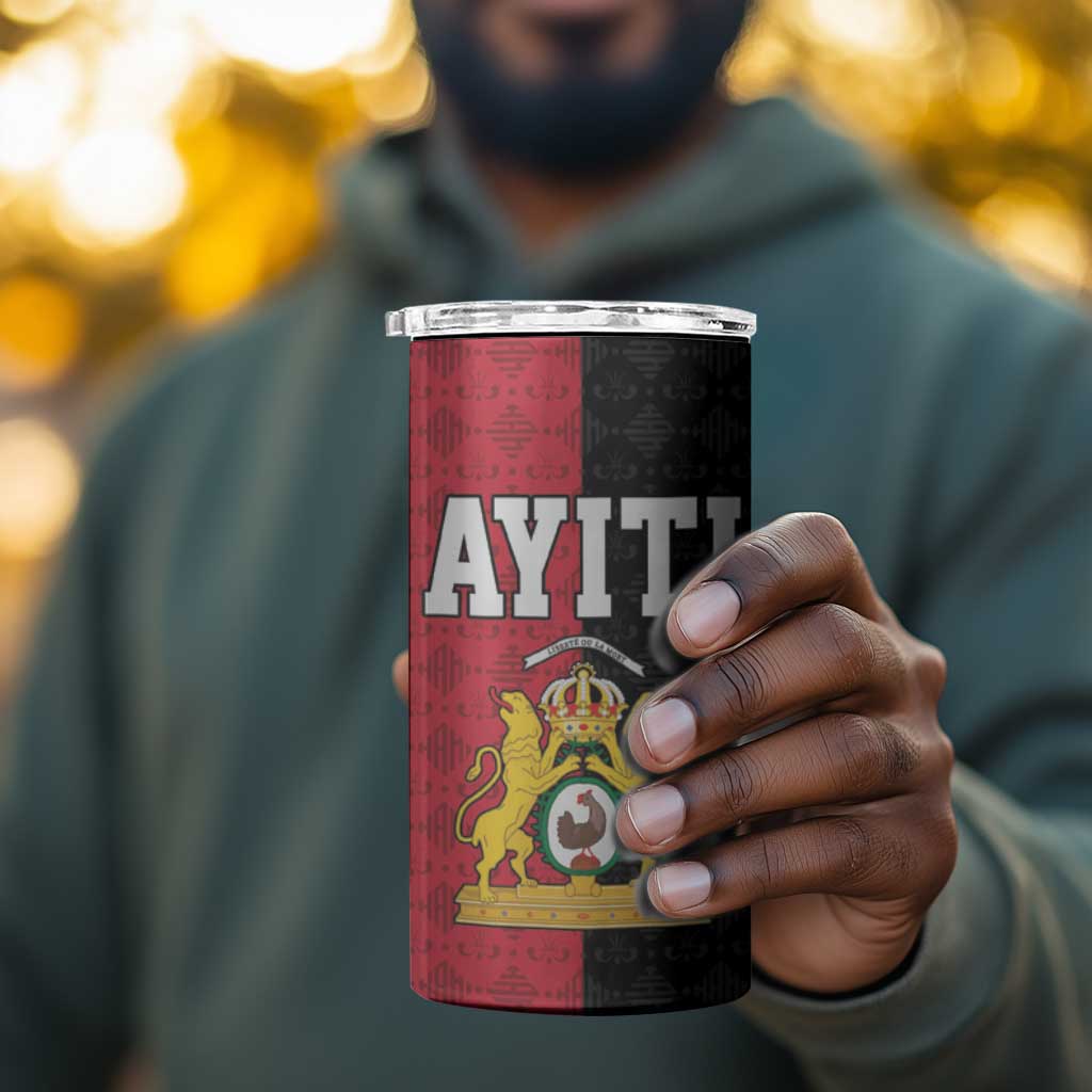 Afro-Haitians Empire of Haiti 1804-1806 4 in 1 Can Cooler Tumbler Fleur-De-Lis Veves Motif - African Pride