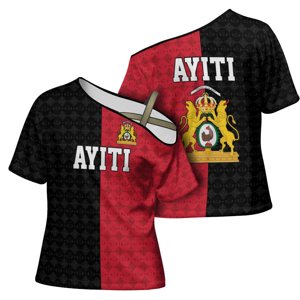 Afro-Haitians Empire of Haiti 1804-1806 Cross Shoulder Shirt Fleur-De-Lis Veves Motif - African Pride