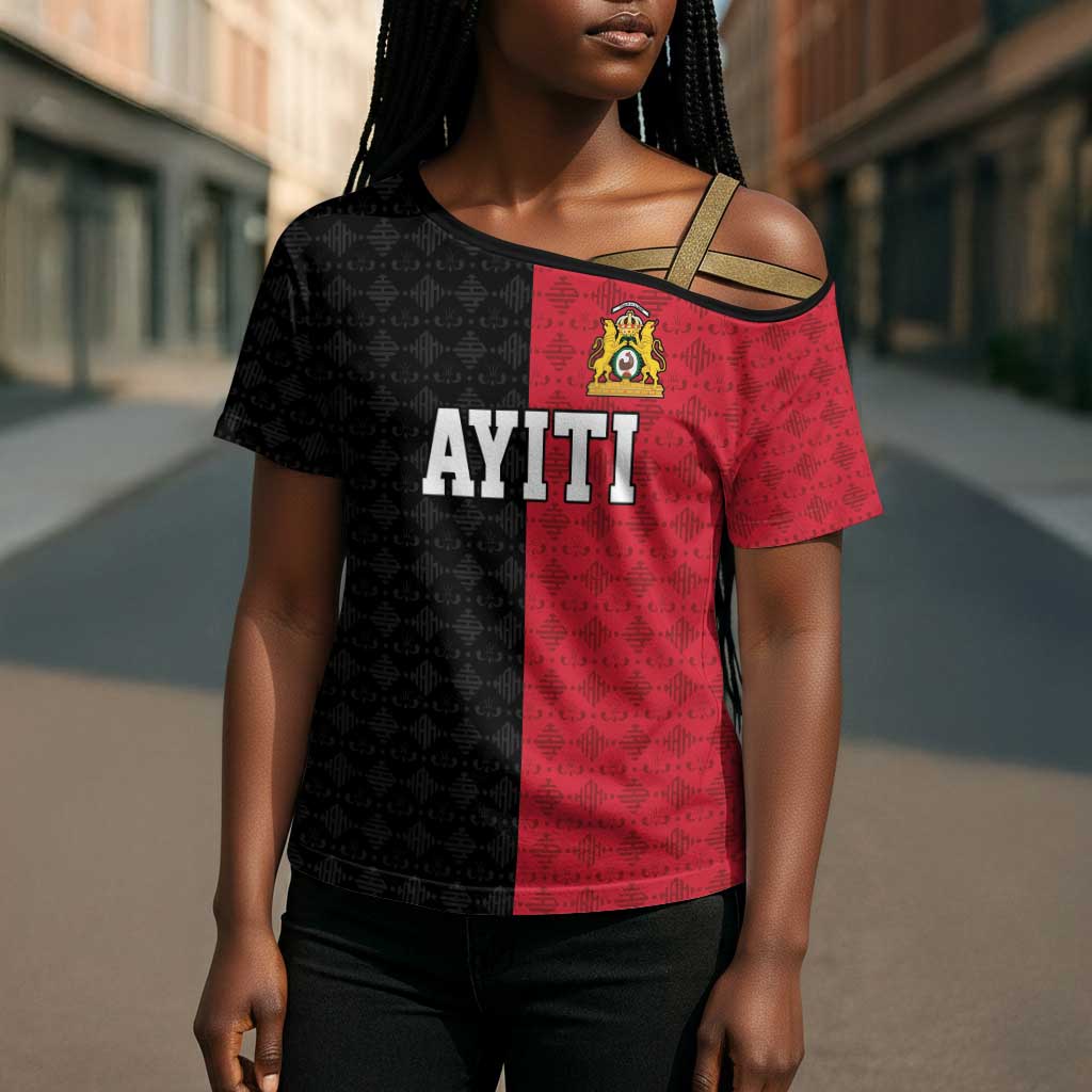 Afro-Haitians Empire of Haiti 1804-1806 Cross Shoulder Shirt Fleur-De-Lis Veves Motif - African Pride