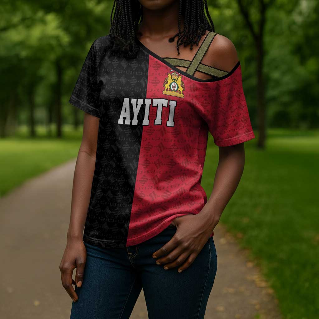 Afro-Haitians Empire of Haiti 1804-1806 Cross Shoulder Shirt Fleur-De-Lis Veves Motif - African Pride