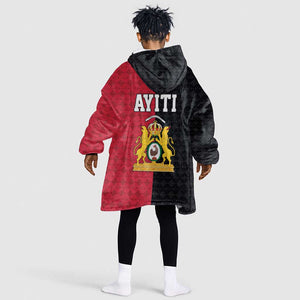 Afro-Haitians Empire of Haiti 1804-1806 Kid Wearable Blanket Hoodie Fleur-De-Lis Veves Motif - African Pride