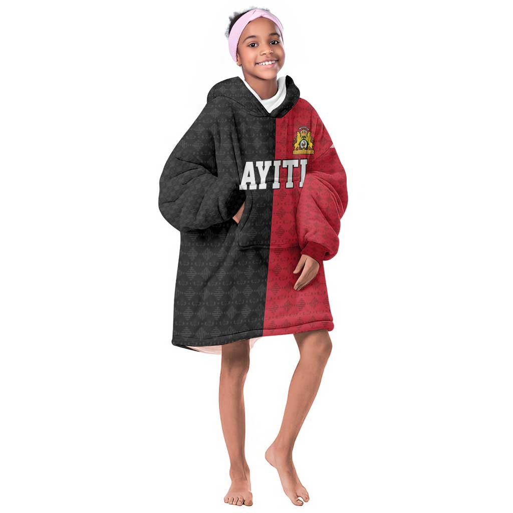 Afro-Haitians Empire of Haiti 1804-1806 Kid Wearable Blanket Hoodie Fleur-De-Lis Veves Motif - African Pride