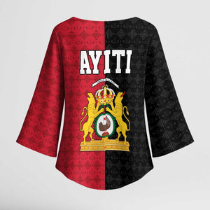 Afro-Haitians Empire of Haiti 1804-1806 Kimono Sleeve Blouse Fleur-De-Lis Veves Motif - African Pride