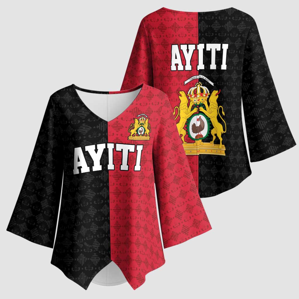 Afro-Haitians Empire of Haiti 1804-1806 Kimono Sleeve Blouse Fleur-De-Lis Veves Motif - African Pride