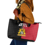 Afro-Haitians Empire of Haiti 1804-1806 Leather Tote Bag Fleur-De-Lis Veves Motif - African Pride