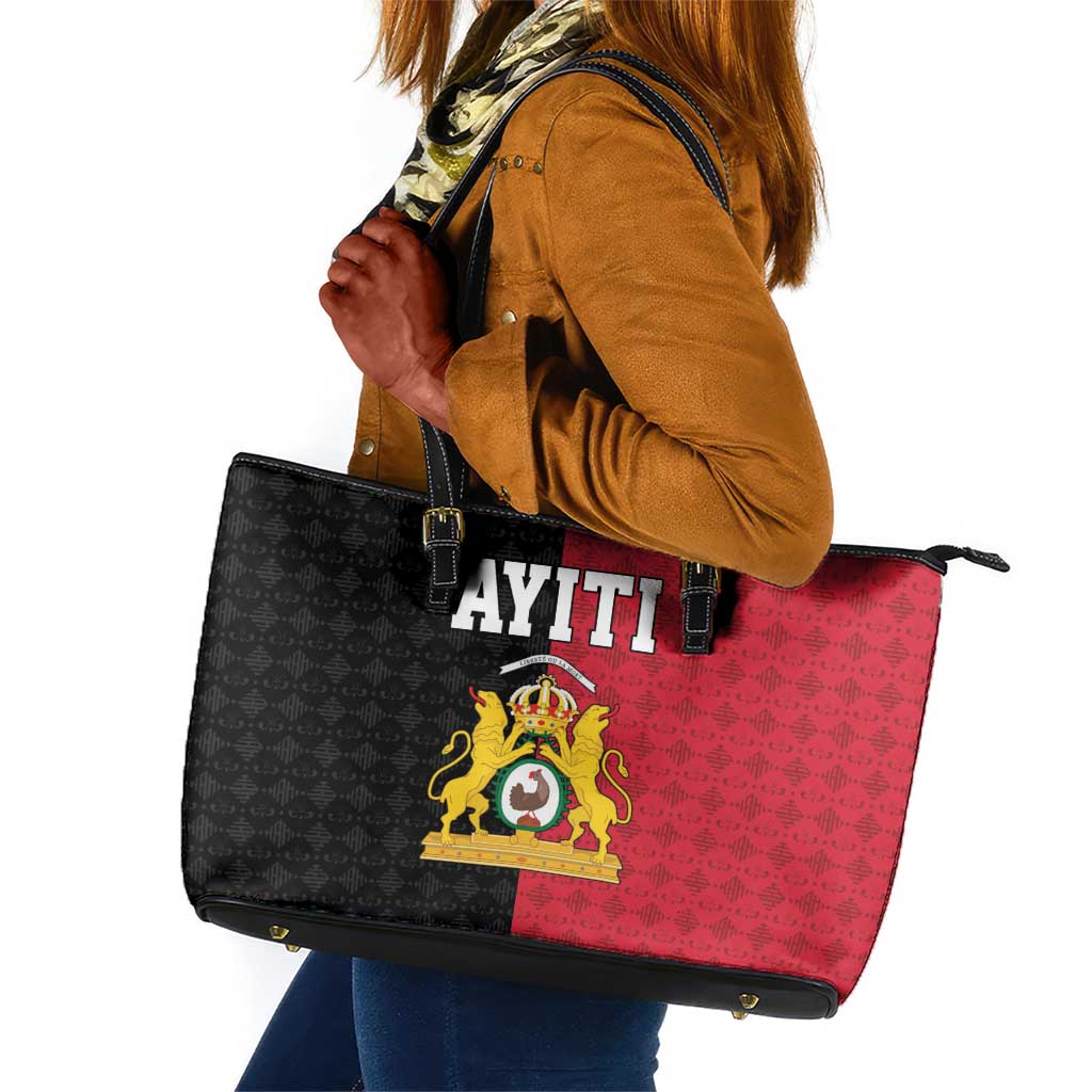 Afro-Haitians Empire of Haiti 1804-1806 Leather Tote Bag Fleur-De-Lis Veves Motif - African Pride