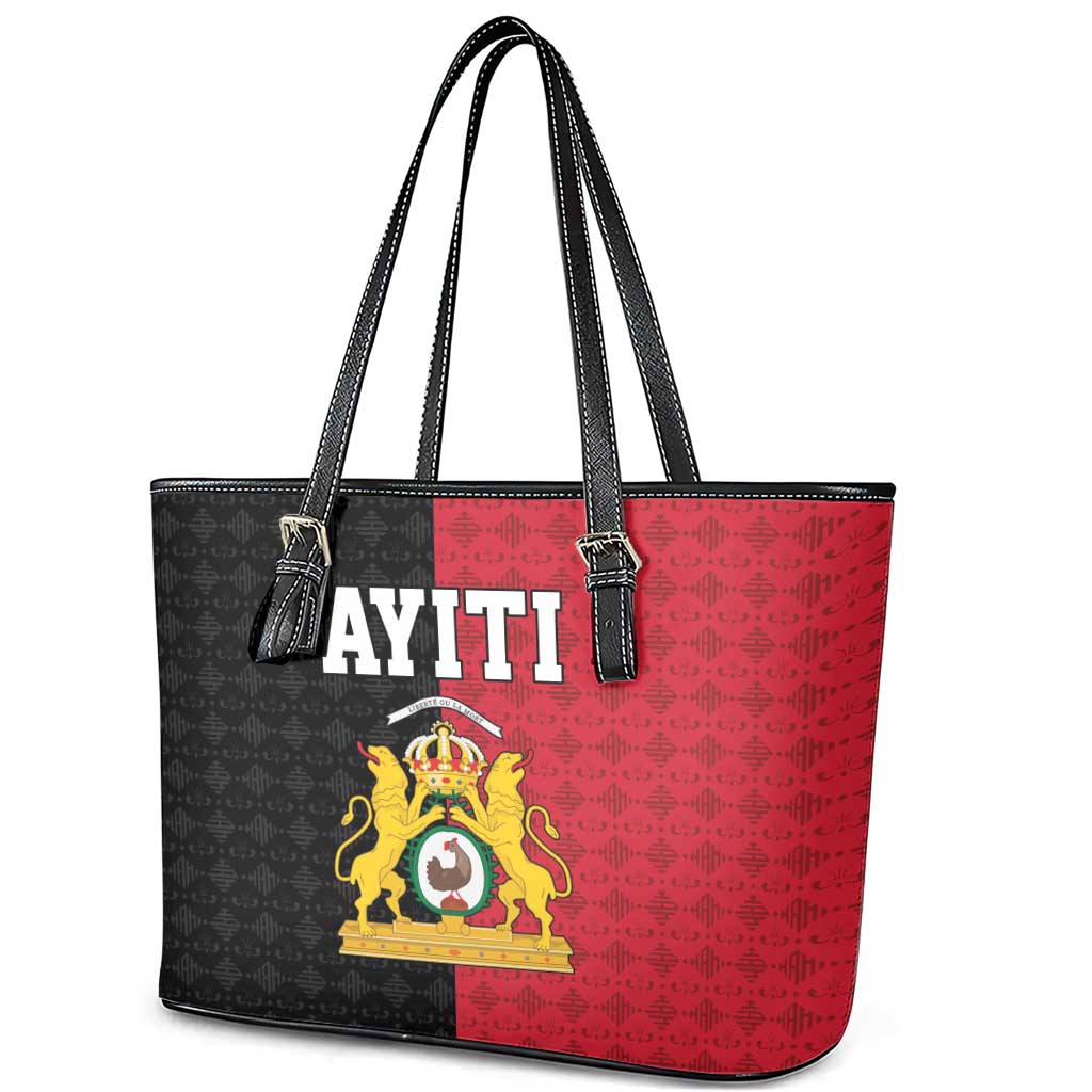 Afro-Haitians Empire of Haiti 1804-1806 Leather Tote Bag Fleur-De-Lis Veves Motif - African Pride