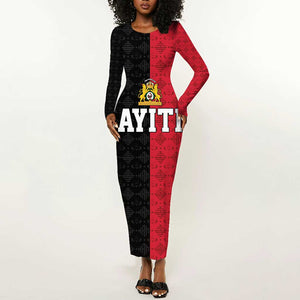 Afro-Haitians Empire of Haiti 1804-1806 Long Sleeve Bodycon Dress Fleur-De-Lis Veves Motif - African Pride