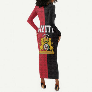 Afro-Haitians Empire of Haiti 1804-1806 Long Sleeve Bodycon Dress Fleur-De-Lis Veves Motif - African Pride