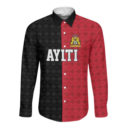 Afro-Haitians Empire of Haiti 1804-1806 Long Sleeve Button Shirt Fleur-De-Lis Veves Motif - African Pride
