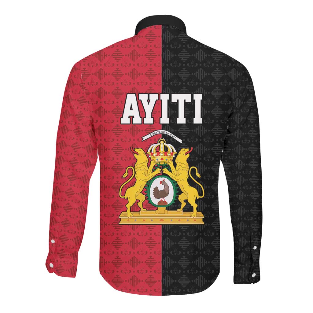 Afro-Haitians Empire of Haiti 1804-1806 Long Sleeve Button Shirt Fleur-De-Lis Veves Motif - African Pride