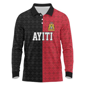 Afro-Haitians Empire of Haiti 1804-1806 Long Sleeve Polo Shirt Fleur-De-Lis Veves Motif - African Pride