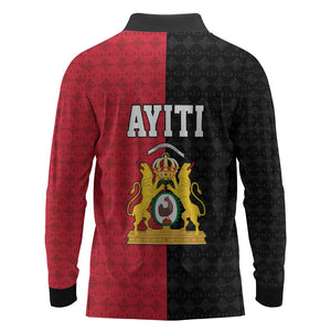 Afro-Haitians Empire of Haiti 1804-1806 Long Sleeve Polo Shirt Fleur-De-Lis Veves Motif - African Pride
