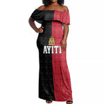Afro-Haitians Empire of Haiti 1804-1806 Off Shoulder Maxi Dress Fleur-De-Lis Veves Motif - African Pride