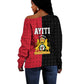 Afro-Haitians Empire of Haiti 1804-1806 Off Shoulder Sweater Fleur-De-Lis Veves Motif - African Pride