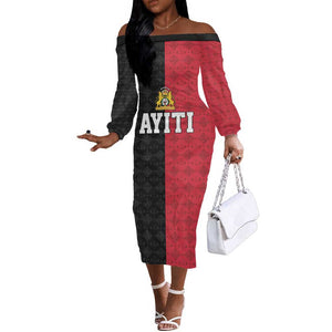 Afro-Haitians Empire of Haiti 1804-1806 Off The Shoulder Long Sleeve Dress Fleur-De-Lis Veves Motif - African Pride