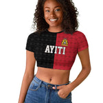 Afro-Haitians Empire of Haiti 1804-1806 Raglan Cropped T shirt Fleur-De-Lis Veves Motif LT18