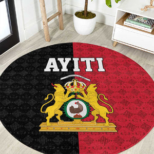 Afro-Haitians Empire of Haiti 1804-1806 Round Carpet Fleur-De-Lis Veves Motif - African Pride