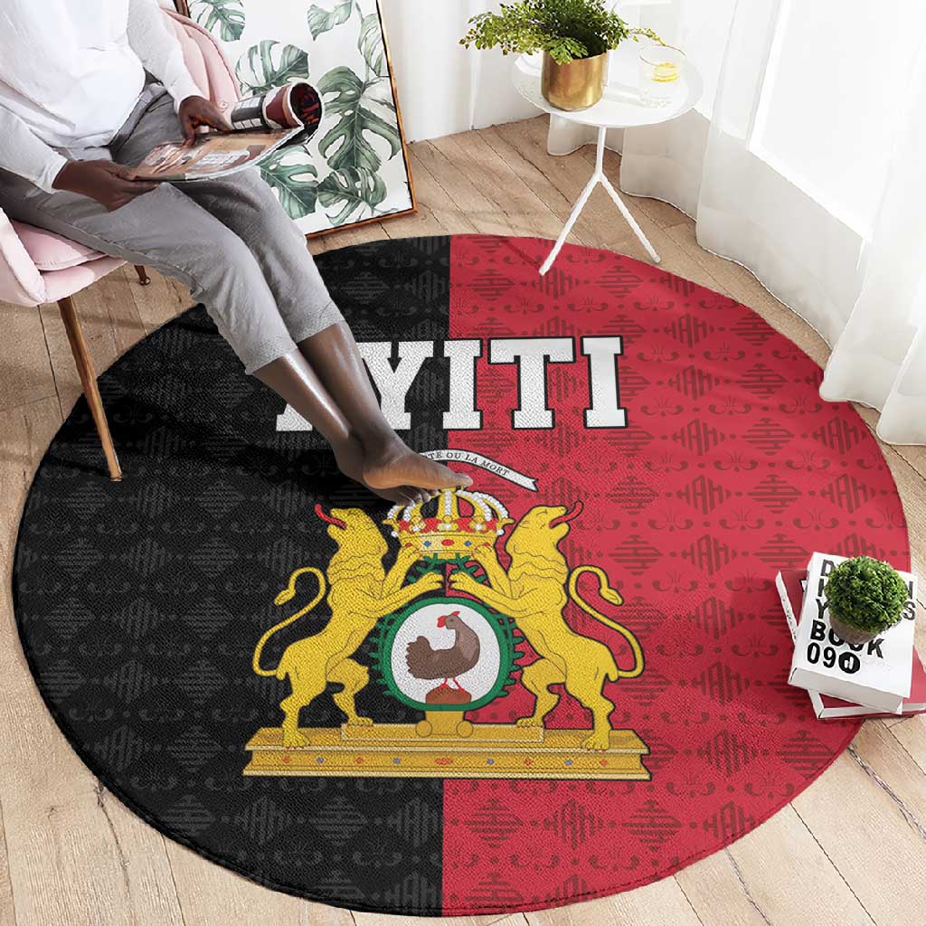 Afro-Haitians Empire of Haiti 1804-1806 Round Carpet Fleur-De-Lis Veves Motif - African Pride