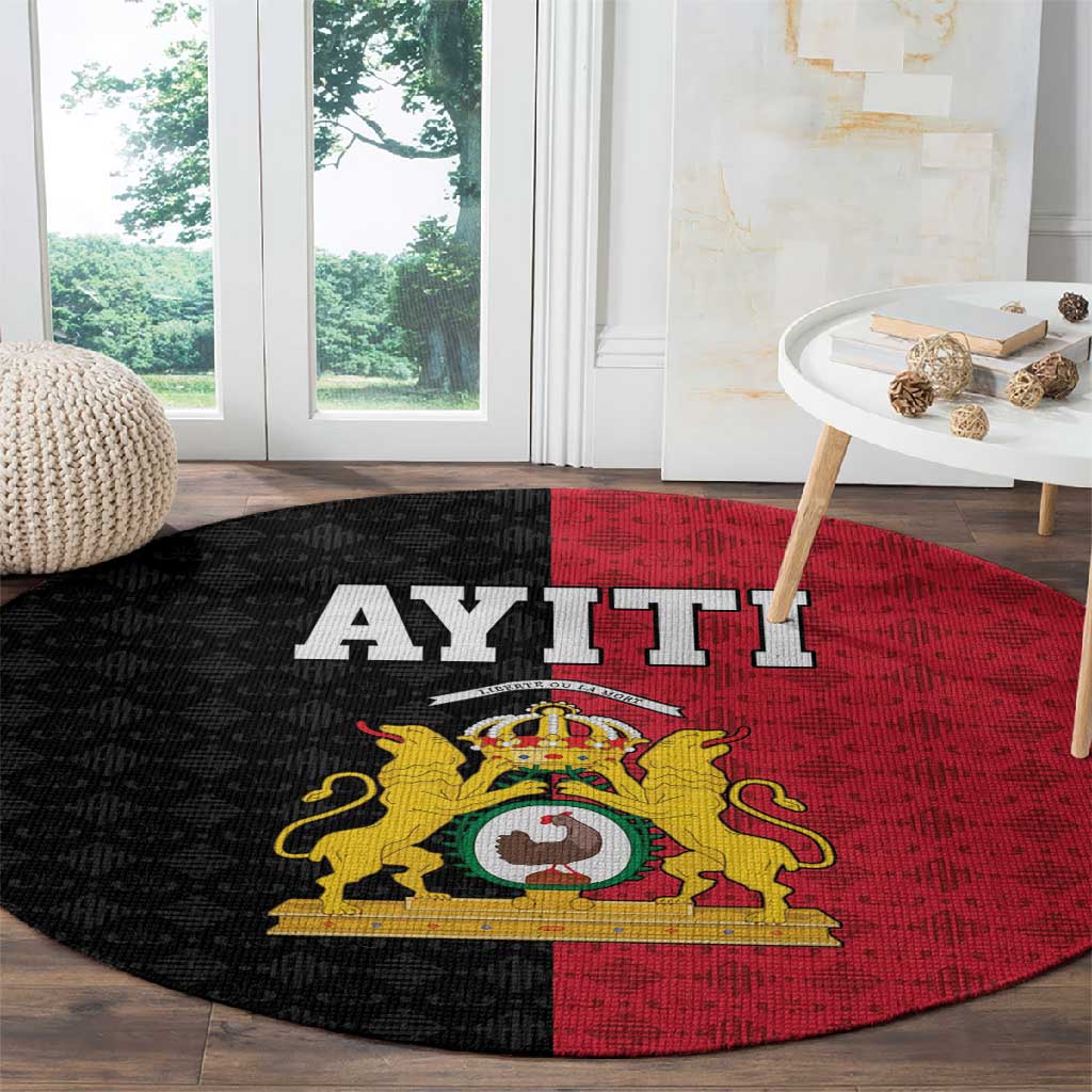 Afro-Haitians Empire of Haiti 1804-1806 Round Carpet Fleur-De-Lis Veves Motif - African Pride