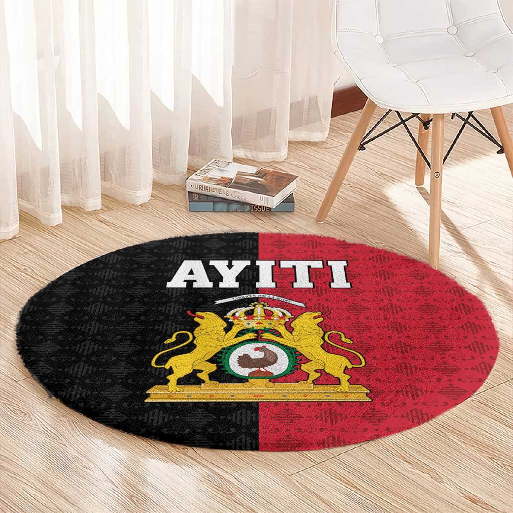 Afro-Haitians Empire of Haiti 1804-1806 Round Carpet Fleur-De-Lis Veves Motif - African Pride