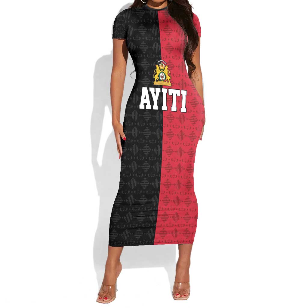 Afro-Haitians Empire of Haiti 1804-1806 Short Sleeve Bodycon Dress Fleur-De-Lis Veves Motif LT18